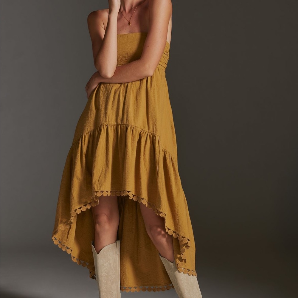 BNWT Maeve Anthropologie Mustard High-Low Dress